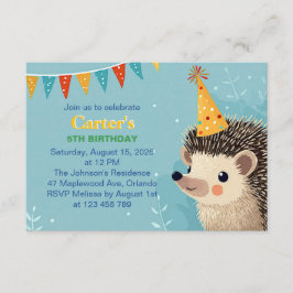 Tarjeta De Recepción Cute Hedgehog Birthday Party Invitation