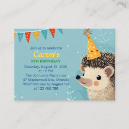 Tarjeta De Recepción Cute Hedgehog Birthday Party Invitation