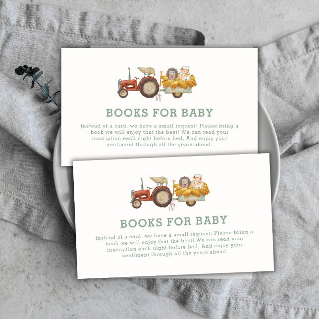 Tarjeta De Recepción Cute Hedgehog Farm Tractor Libros Para Baby Shower (Cute Hedgehog Farm Tractor Books For Baby Shower Enclosure Card)