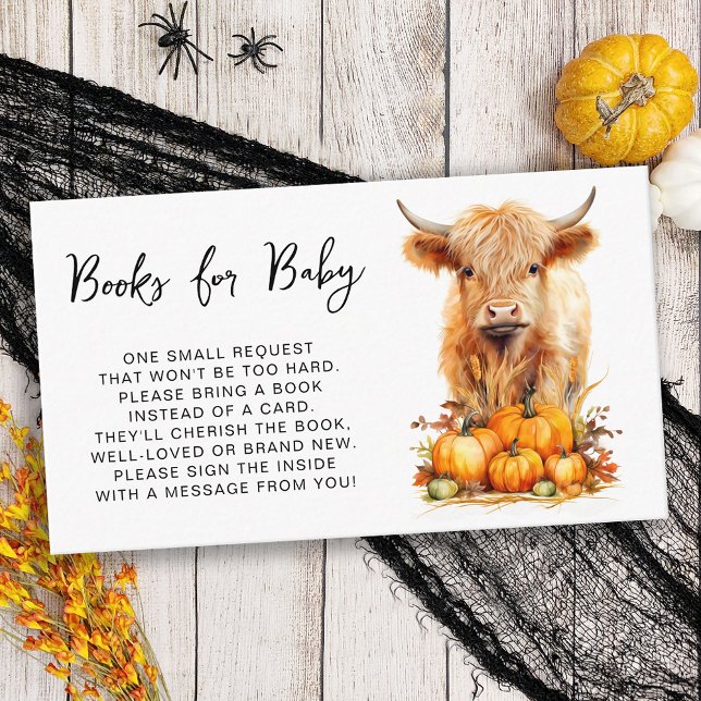 Tarjeta De Recepción Cute Highland Cow Autumn Pumpkins Libros Para Bebé (Subido por el creador)