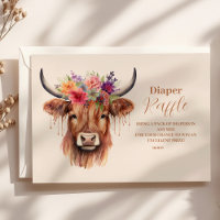 Cute Highland Cow Baby Shower Raffle Diapper