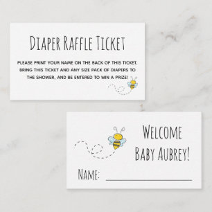 Tarjeta De Recepción Cute Honey Bee Baby Shower Diaper Raffle Ticket