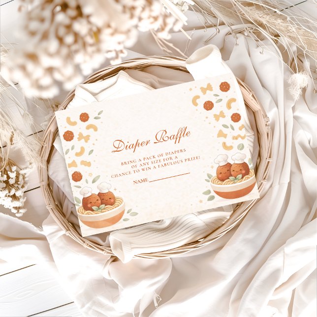 Tarjeta De Recepción Cute Italian Little Meatball Diapper Raffle (Subido por el creador)