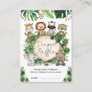 Tarjeta De Recepción Cute Jungla Tropical Safari Animales Diaper Raffle