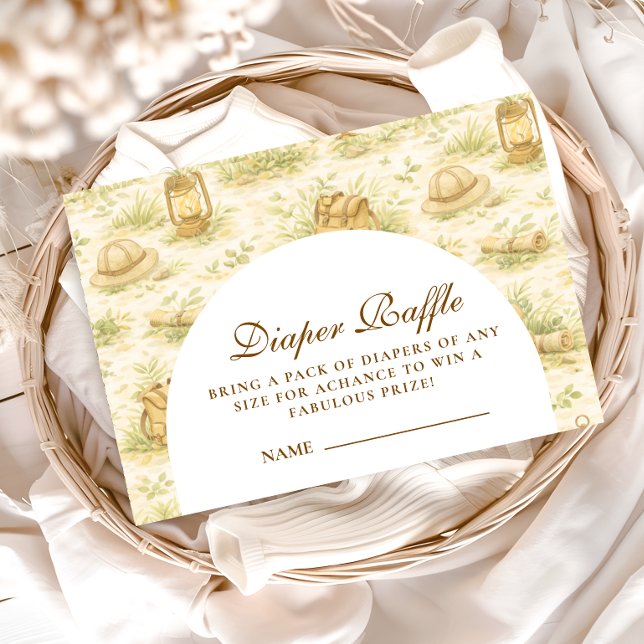 Tarjeta De Recepción Cute Jungle Safari Diapper Raffle (Subido por el creador)