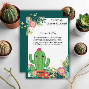 Tarjeta De Recepción Cute Kawaii Desert Bloom Floral Cactus Baby Shower