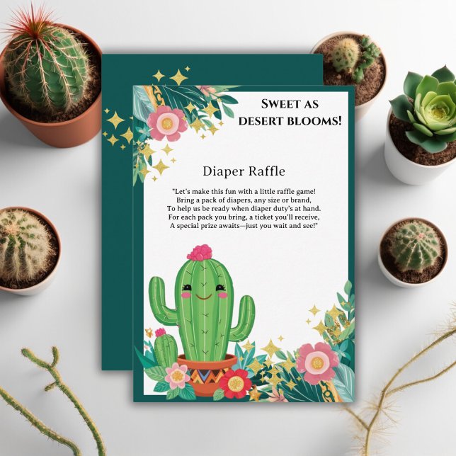Tarjeta De Recepción Cute Kawaii Desert Bloom Floral Cactus Baby Shower (Subido por el creador)