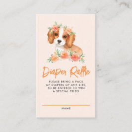 Tarjeta De Recepción Cute King Charles Spaniel Peach Baby Diaper Raffle