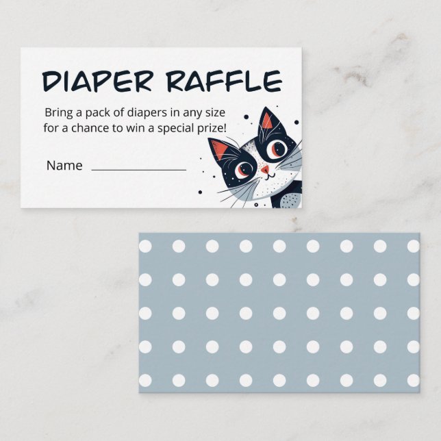 Tarjeta De Recepción Cute Kitty Cat Baby Shower Diaper Raffle (Anverso / Reverso)