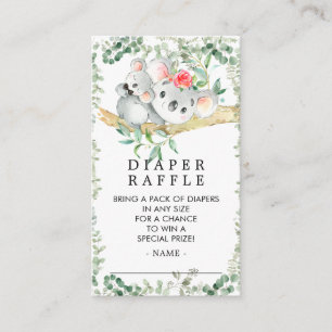 Tarjeta De Recepción Cute Koala Oso Baby Shower Diaper Raffle Ticket