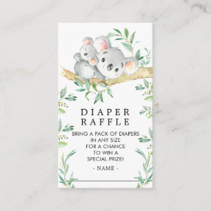 Tarjeta De Recepción Cute Koala Oso Baby Shower Diaper Raffle Ticket
