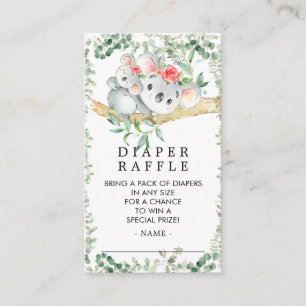 Tarjeta De Recepción Cute Koala Oso Baby Shower Diaper Raffle Ticket