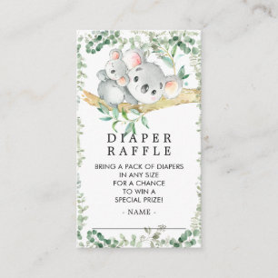 Tarjeta De Recepción Cute Koala Oso Baby Shower Diaper Raffle Ticket