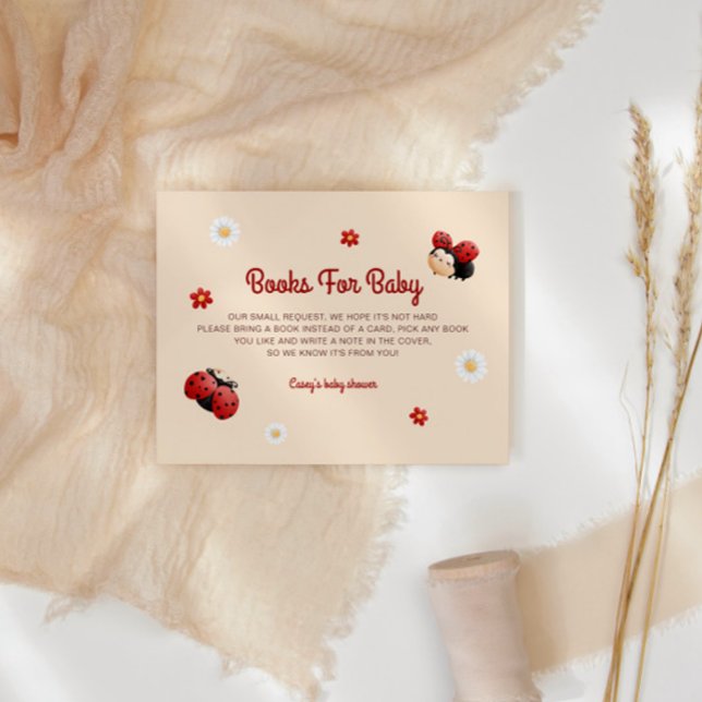 Tarjeta De Recepción Cute Ladybug Flores Baby Shower Libros Para Bebé (Subido por el creador)