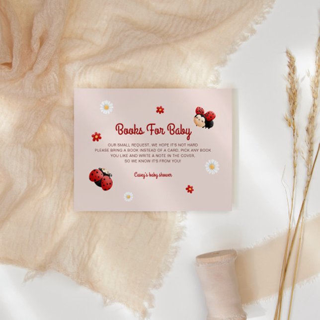 Tarjeta De Recepción Cute Ladybug Flores Baby Shower Libros Para Bebé (Subido por el creador)