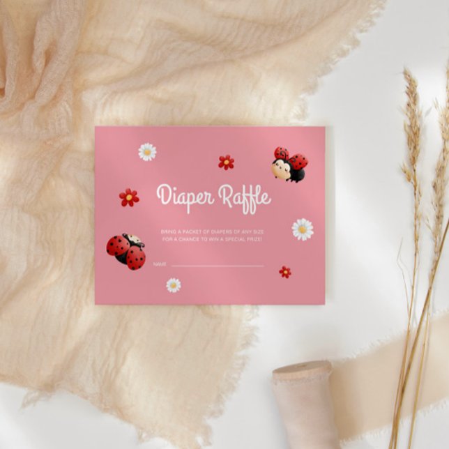 Tarjeta De Recepción Cute Ladybug Flowers Baby Shower Diaper Raffle (Subido por el creador)