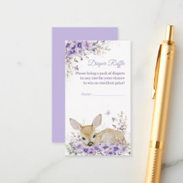 Tarjeta De Recepción Cute Lavender Purple Floral Deer Baby Shower