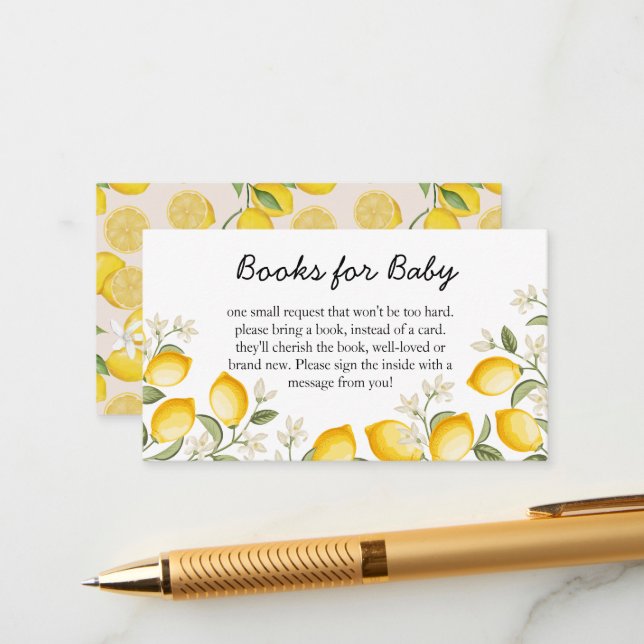 Tarjeta De Recepción Cute Lemon Citrus Fruit Libros De Verano Para Bebé (Anverso/Reverso In Situ)