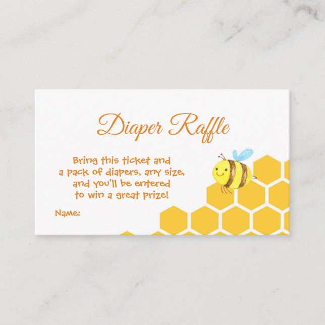 Tarjeta De Recepción Cute Little Bee Baby Shower Diaper Raffle (Anverso)