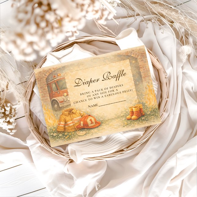 Tarjeta De Recepción Cute Little Firefighter Diapper Raffle (Subido por el creador)