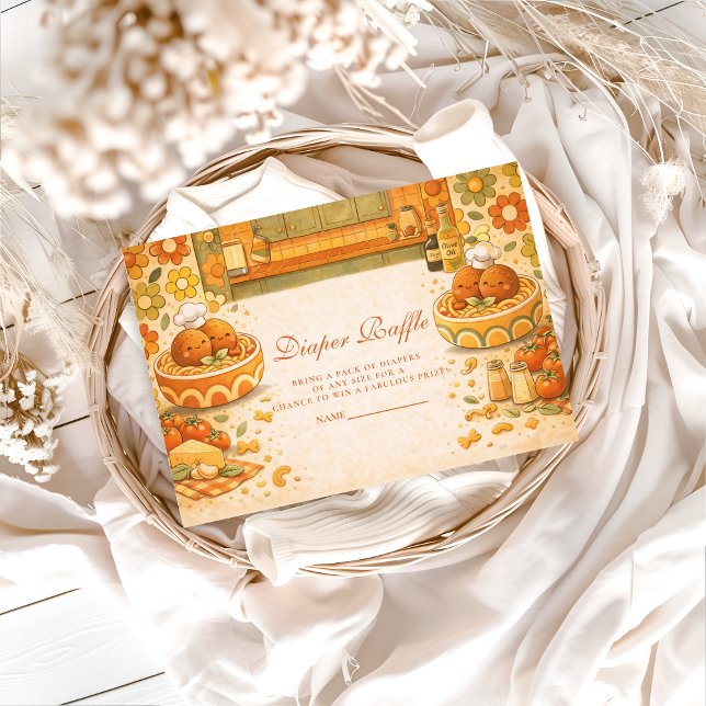 Tarjeta De Recepción Cute Little Meatball Baby Shower Diapper Raffle (Subido por el creador)