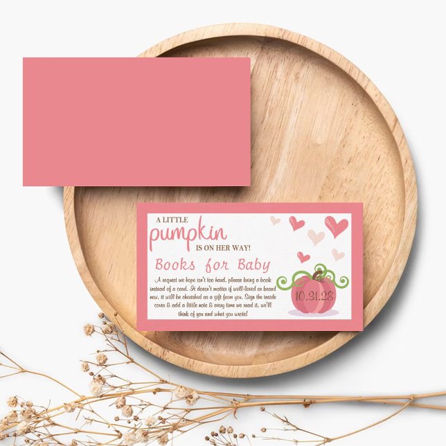 Tarjeta De Recepción Cute Little Pumpkin Baby Shower Book Request (Subido por el creador)