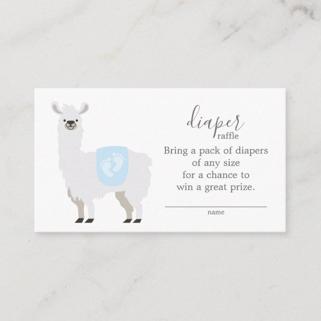 Tarjeta De Recepción Cute Llama Diaper Raffle Ticket Baby Shower (Anverso)