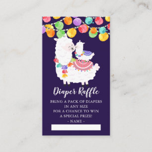 Tarjeta De Recepción Cute Llama Mama Baby Shower Diaper Raffle Ticket