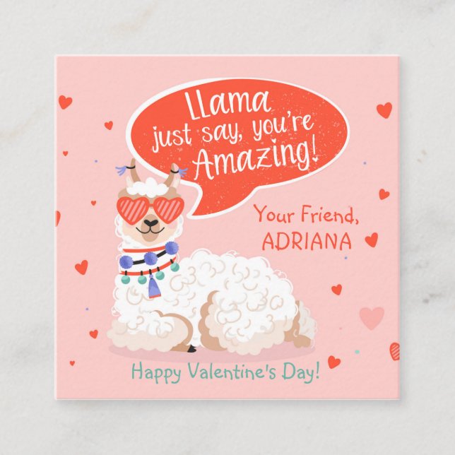 Tarjeta De Recepción Cute Llama Valentine (Anverso)
