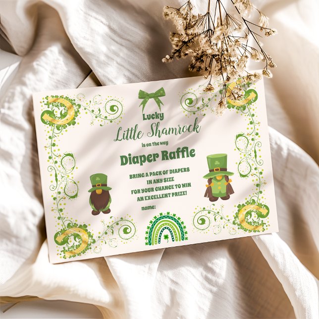 Tarjeta De Recepción Cute Lucky Little Shamrock Diapper Raffle (Subido por el creador)