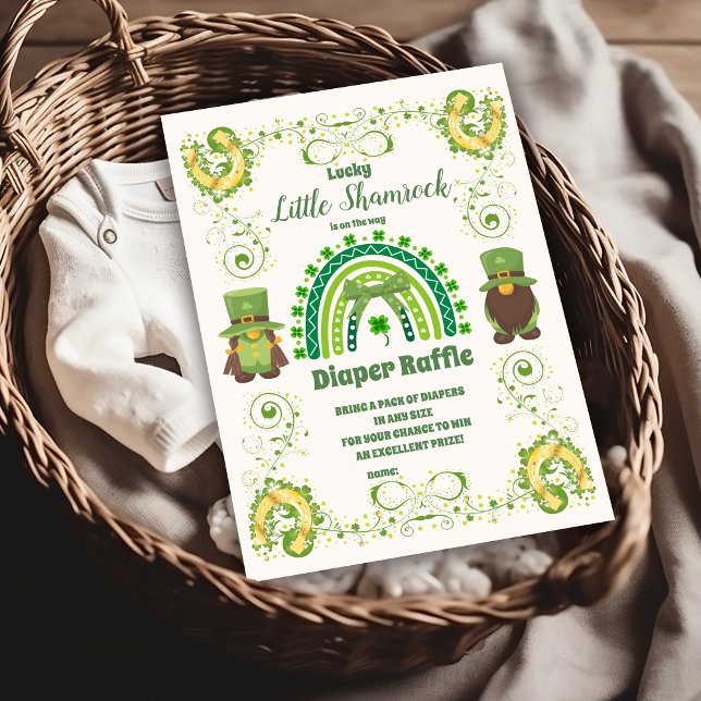 Tarjeta De Recepción Cute Lucky Little Shamrock Diapper Raffle (Subido por el creador)