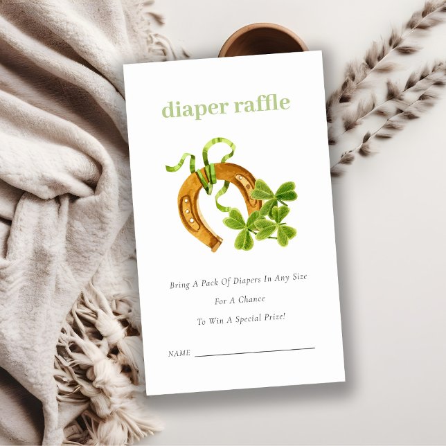 Tarjeta De Recepción Cute Lucky Shamrock Diaper Raffle Baby Shower (Subido por el creador)
