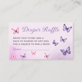Tarjeta De Recepción Cute mariposa morada Baby Shower Diaper Raffle