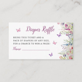 Tarjeta De Recepción Cute mariposa morada Baby Shower Diaper Raffle