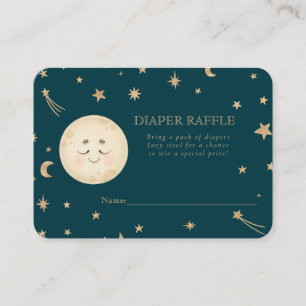 Tarjeta De Recepción Cute Moon Golden Stars Baby Shower Diaper Raffle
