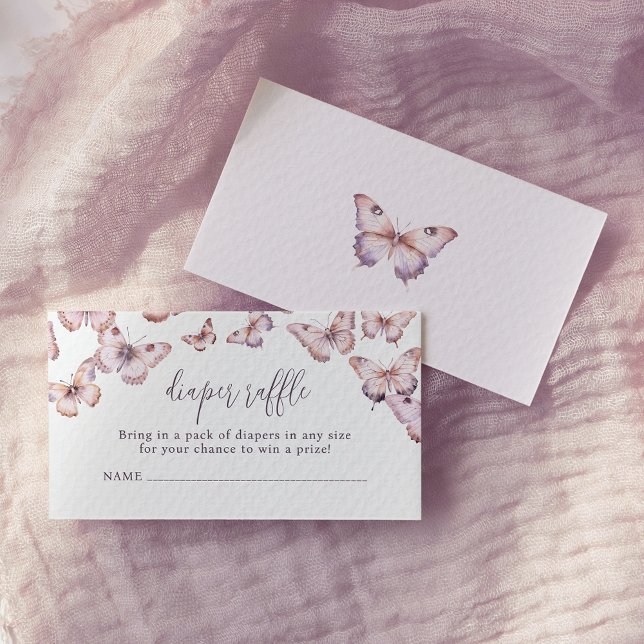Tarjeta De Recepción Cute morado y mariposa rosa Diaper Raffle (Subido por el creador)