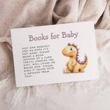Cute Naranja Purple Dinosaur Baby Shower Books