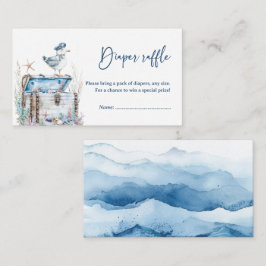 Tarjeta De Recepción Cute Nautical Ahoy Baby Shower Diaper Raffle