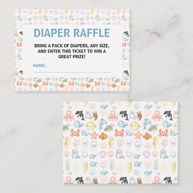 Tarjeta De Recepción Cute Ocean Under the Sea Animal Baby Shower (Anverso / Reverso)