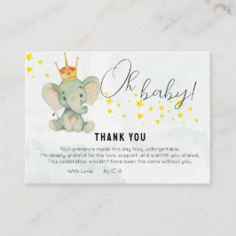 Tarjeta De Recepción Cute Oh Baby Gender Neutral Elephant Thank You