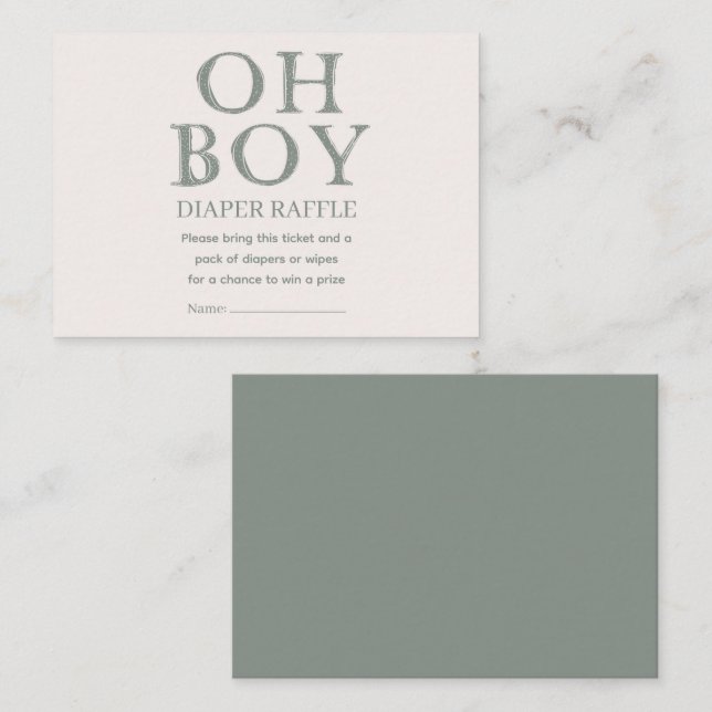 Tarjeta De Recepción Cute Oh Boy Green Dots Minimal Diaper Raffle (Anverso / Reverso)