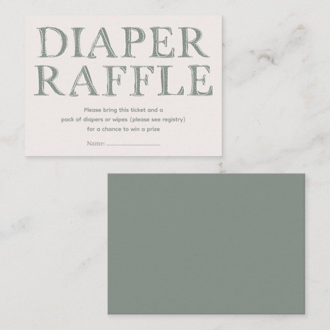 Tarjeta De Recepción Cute Oh Boy Green Dots Minimal Diaper Raffle (Anverso / Reverso)