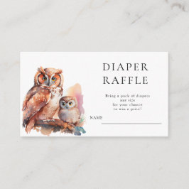 Tarjeta De Recepción Cute Owl Baby Shower Diaper Raffle