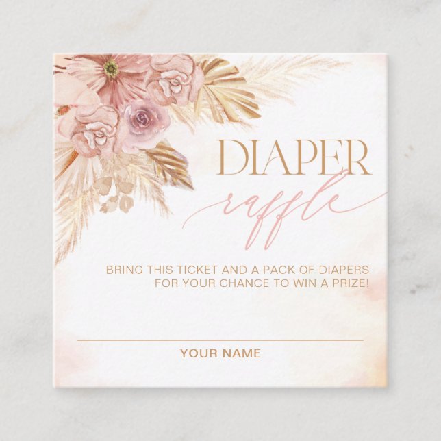 Tarjeta De Recepción Cute Pampas Diaper Raffle Entradas Juego de Baby S (Anverso)