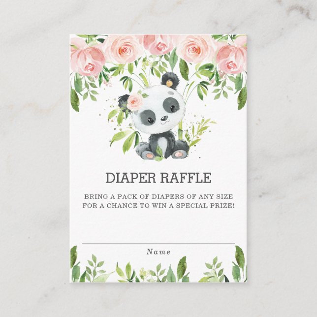 Tarjeta De Recepción Cute Panda Floral Greeneration Diaper Raffle Ticke (Anverso)