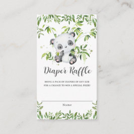 Tarjeta De Recepción Cute Panda Greenery Baby Shower Diaper Raffle