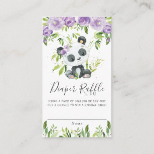Tarjeta De Recepción Cute Panda Purple Floral Greeneración Diaper Raffl