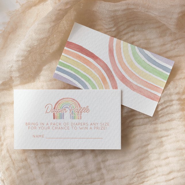 Tarjeta De Recepción Cute Pastel Acuarela Arcoiris Bebé Diaper Raffle (Subido por el creador)