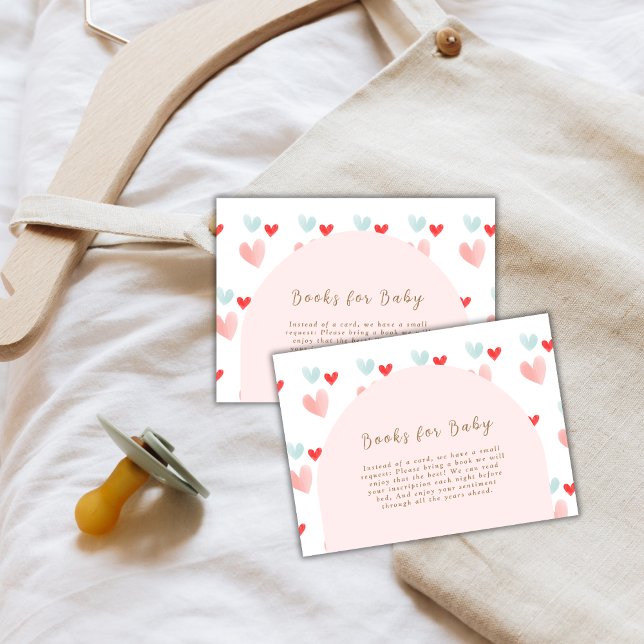 Tarjeta De Recepción Cute Pastel Cariño Arch Books Para Baby Shower (Cute Pastel Sweetheart Arch Books For Baby Shower Enclosure Card)