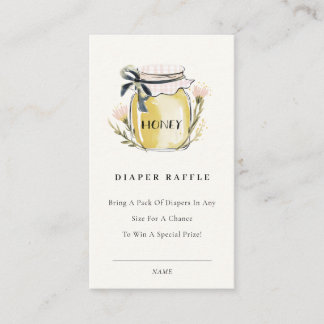 Tarjeta De Recepción Cute Pastel  Honey Jar Diaper Raffle Baby Shower